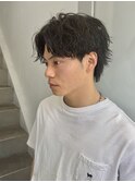波巻き/センターパートツイストスパイラルメンズカットパーマ