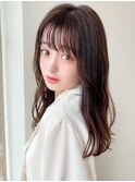 暗髪でもこなれ感！フェイスレイヤー×ナチュラルセミロング