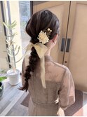 お呼ばれ編みおろしリボンスタイル