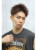 短髪アップバング刈り上げツーブロックツイストパーマ