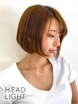 ショートボブ×アプリコットオレンジ