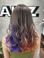 オルズ 渋谷(ALLZ)&nbsp;パープル×オレンジインナーカラーハイトーンケアブリーチ