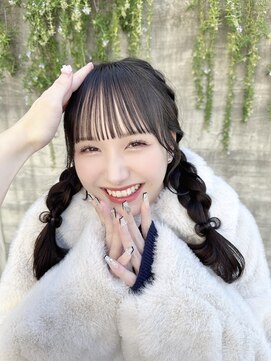 カシュカシュ 表参道(cache cache) アイドル前髪ぱっつん三つ編みヘアアレンジ
