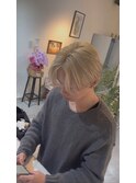 ブロンド+センターパート
