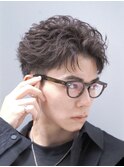 大分メンズ刈り上げツーブロックベリーショートフェザーパーマ