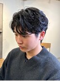 ニュアンスパーマ/刈り上げセンターパート/MEN’S HAIR/淀屋橋×