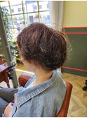 大人パーマと透明感カラー
