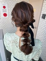 フェリーチェ 六本木店(Felice)&nbsp;編み下ろし　結婚式ヘアセット　ベロアリボン　参列
