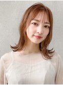 前髪 アンブレラカラー こなれミディ イメチェン ウェーブパーマ