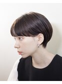 マッシュショート/ワイドバング/アッシュブラウン/ブリーチなし