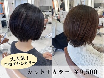 フォルテ 中田店の写真/白髪を隠すから活かすへ。自然な透明感カラーで大人の髪を美しく。