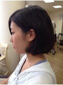 就活で好印象♪斜めバング＆耳かけウェービーボブ☆