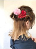 お花ハーフアップ