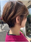 大人可愛い20代30代40代前下がりマッシュショートボブ丸み