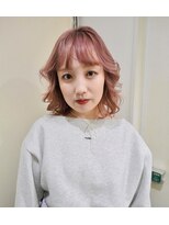 ワンインチ(1 inch)&nbsp;ピンクカラー/ブリーチ／ダブルカラー/前髪カット