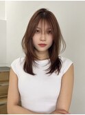 ミディアムレイヤー韓国レイヤーオレンジベージュ暖色髪質改善