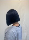 大人可愛い◎ブリーチオンカラーのネイビーブルーBob