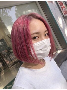 アッシュ 川崎店(Ash) チェリーピンク ブリーチあり ボブ