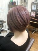 ピンクベージュショートボブ