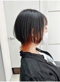 10代20代30代/小顔効果◎ショート丸ウルフ×インナーオレンジ
