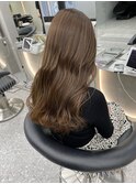 ★斜めバングミディアムヘアグレージュカラーシルキーベージュ★
