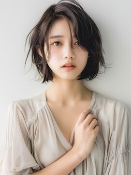 クラン 岡本(Chlan) かきあげバング×無造作ミディ