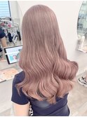 ピンクベージュ/ベージュカラー/ピンクカラー/巻き髪/ハイトーン