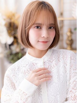 カバーヘア ブリス 川口(COVER HAIR bliss) 透明感バーガンディ前下がり切りっぱなしボブa川口20代30代40代