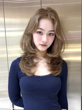 ルームバイシー 新宿(Loom. by Sea) イメチェン×ピンクベージュ/前髪/ミディアムレイヤー/顔周り