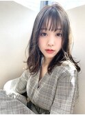 【添田】小顔な前髪デザインパーマセミウェットカールセミディ