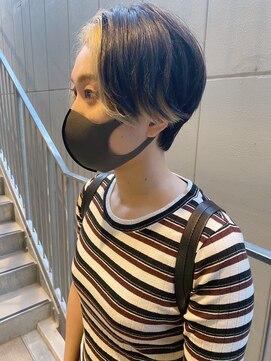 モルニ(MORNI) インナーカラー_マロンベージュ Aラインボブ かきあげ