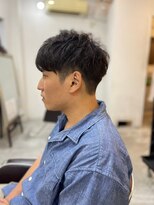 ソイクフ 高田馬場店(SOY-KUFU) MEN'S HAIR アッシュブラックマッシュパーマ波巻き束感ショート