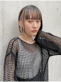 インナーカラー  黒髪 内巻きボブ 切りっぱなしボブ 【Riku】