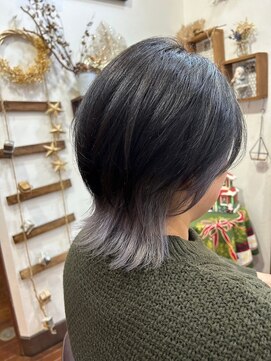 美容室 メザミー MESAMIES 結べるボブ小顔ネオウルフ_ナチュラルパープル大人かわいい