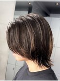 メンズミディアムパーマメンズボブウルフカットシャドウパーマ