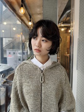 ヒュージ 表参道(huge) ミニボブ/ニュアンスパーマ/顔周り/前髪/くせ毛風パーマ