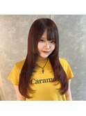 プルエクステ10代20代レッドブラウンカラーレイヤーカット