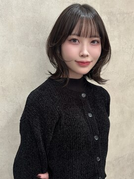 暗めカラーグランマッシュデザインカラーフェイスフレーミング