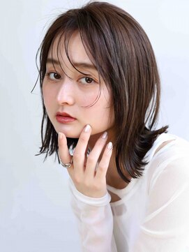 ムウ 難波(MOU) ボブ暗めカラーグランマッシュデザインカラー20代30代40代50代