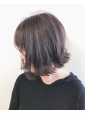外ハネレイヤーボブ×ラベンダーグレージュ