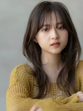 イオ 本厚木(io) 顔まわりレイヤーベージュカラー前髪カットウルフ似合わせ