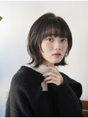 骨格ナチュラル/レイヤーウルフ/ハッシュカット/暗髪カラー