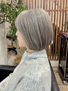 ハーツ(Heart's) 白髪ぼかし脱白髪染め髪質改善似合わせショートボブ40代50代60代