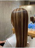大人のうる艶ロングストレート×ハイライト/バレイヤージュ