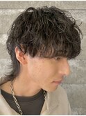 メンズマッシュウルフ波巻きスパイラルパーマメンズパーマ