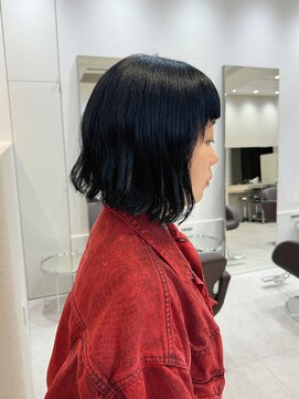シュク 高円寺(SYUK) 加藤【高円寺】ボブ/ブルーブラック/ウェーブパーマ/波巻き
