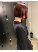 ミニボブ×ピンクブラウン