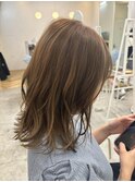 切りっぱなしロブ/透明感マロンベージュ◎20代～50代