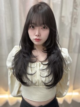 ボタン テンジン(VOTAN tenjin) [votanふうか]レイヤー/顔周りカット/グレージュ/天神韓国ヘア