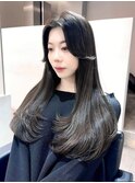 韓国レイヤーカット顔まわりくびれミディアム堀江